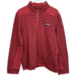 Vineyard Vines Red Striped Half Zip Pullover Sweatshirt